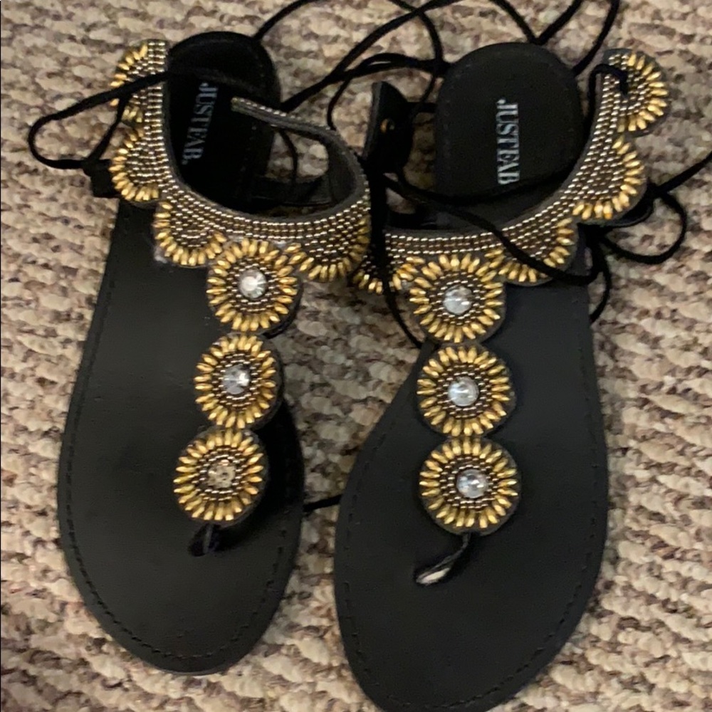 Leather lace wrap flats size 9 never worn